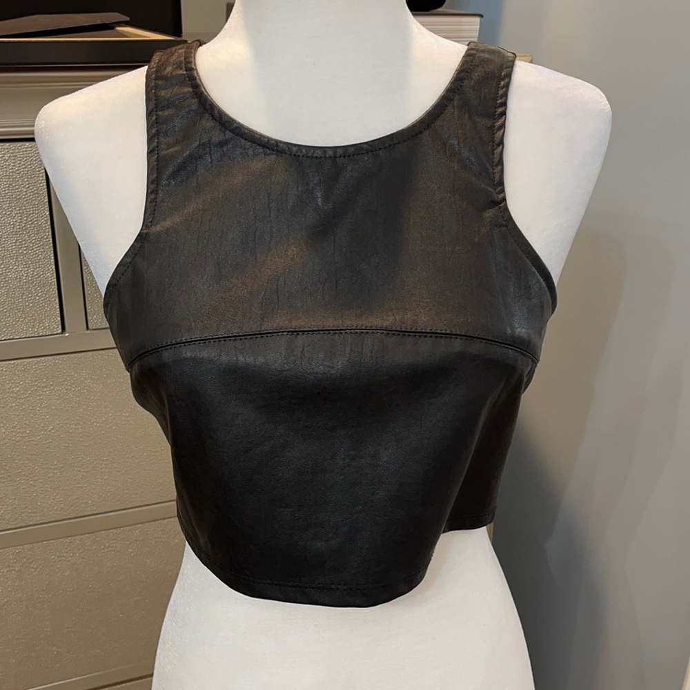 LF crop faux leather tank
